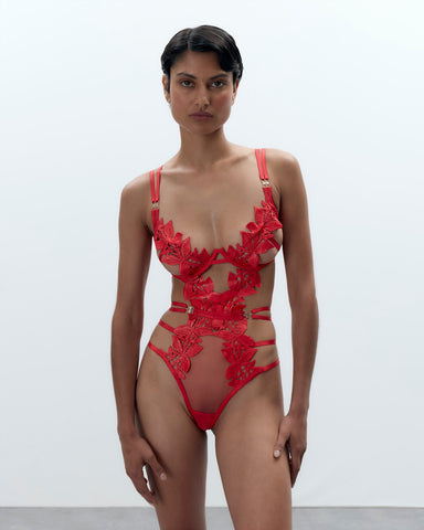 Ophelia Open Bodysuit Red