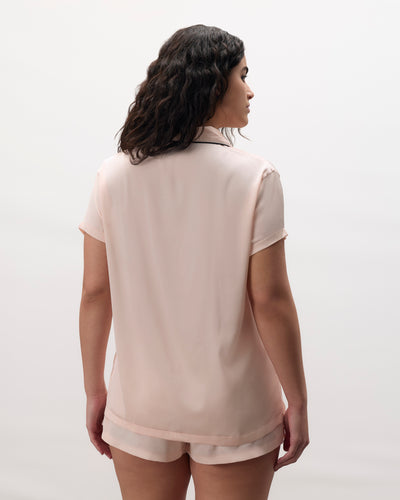 Abigail Shirt and Short Set Pale Pink/Black