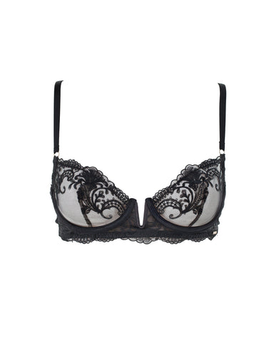 Marseille Embroidered Sheer Bra Black