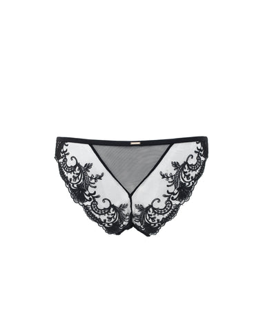 Marseille Embroidered Sheer Brief Black