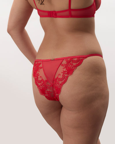 Marseille Embroidered Sheer Brief Red