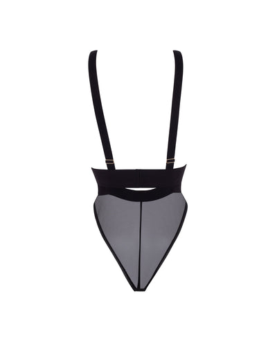 Topaz Strappy Sheer Bodysuit Black