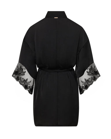 Marseille Luxury Satin Kimono Black