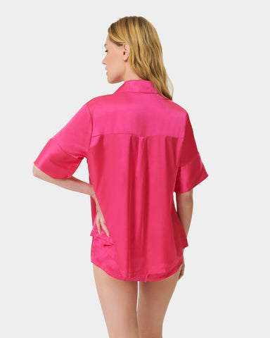 Alma Luxury Satin Short Pyjama Set Fuchsia Pink
