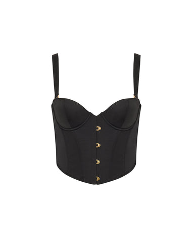 Jean Luxury Satin Wired Corset Black