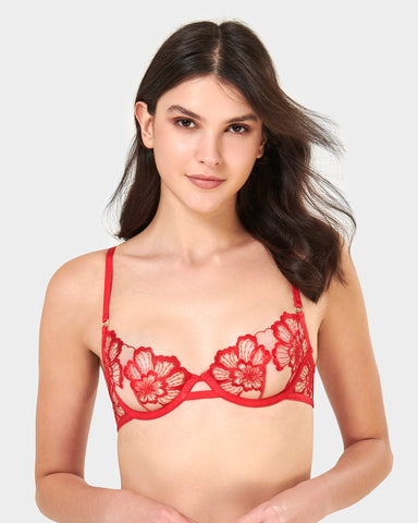 Catalina Wired Bra Tomato Red/Sheer