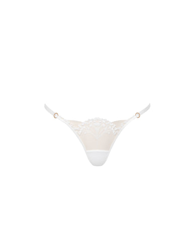 Marisa Embroidered Sheer Thong White