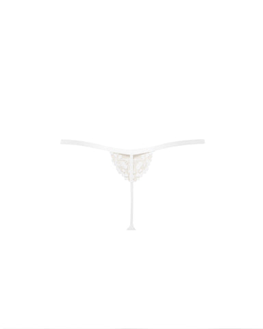 Marisa Embroidered Sheer Thong White