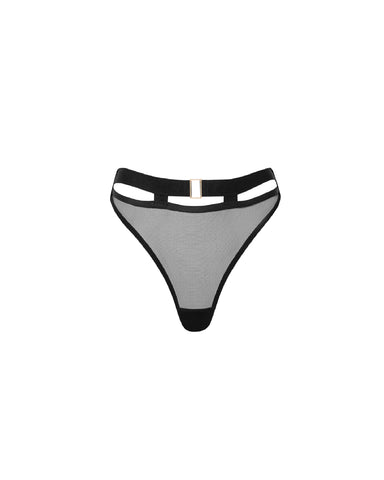 Trinity High-Waisted Sheer Thong Black