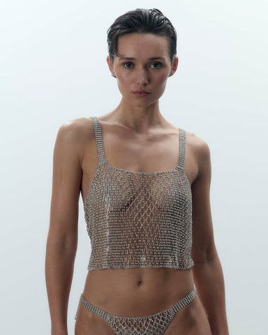 Elsa Diamond Lattice Cami Silver/Clear