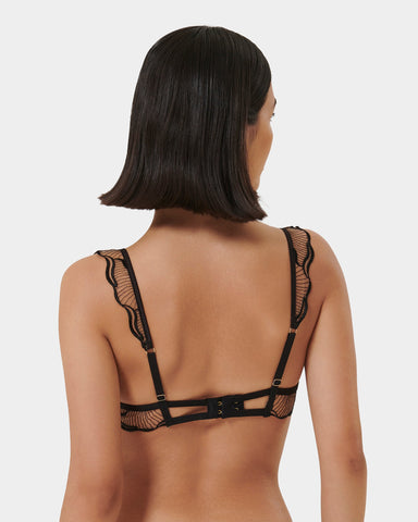 Marabel Embroidered Sheer Bra Black
