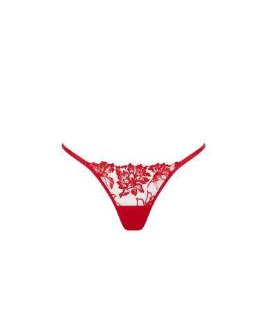 Samara Embroidered Thong Red