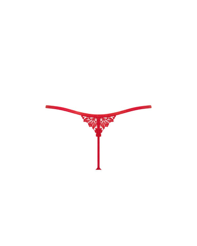 Samara Embroidered Thong Red