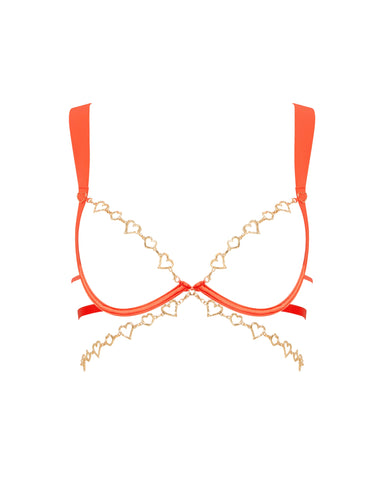Phoenix Open Chain Bra Coral