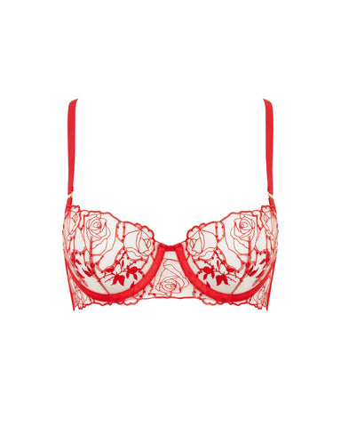 Rosalie Sheer Balcony Bra Red