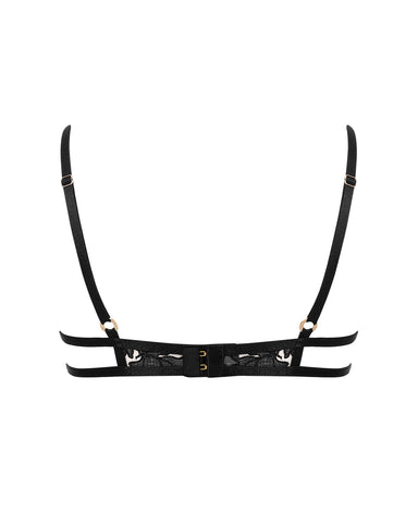 Yvette Embroidered Sheer Bra Black