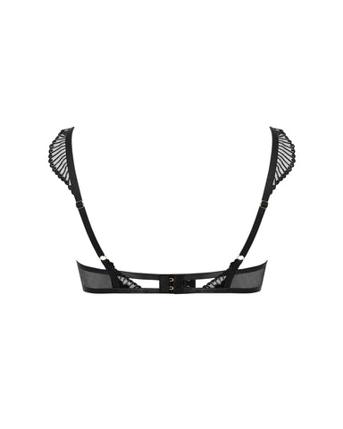 Gabriella Floral Embroidered Bra Black