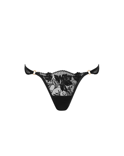 Gabriella Floral Embroidered Brief Black