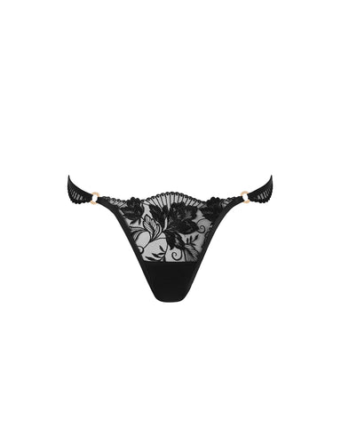 Gabriella Floral Embroidered Brief Black