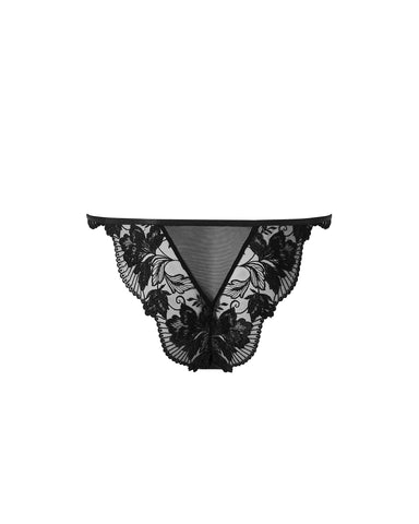 Gabriella Floral Embroidered Brief Black