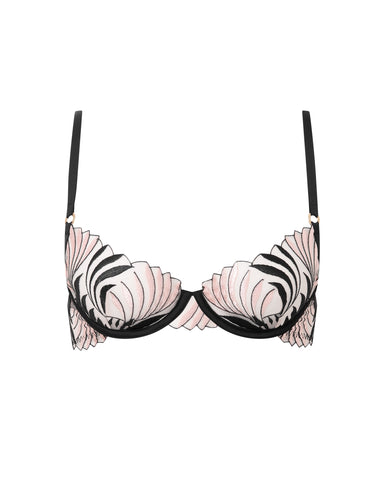 Katerine Embroidered Sheer Bra Black/Pearl