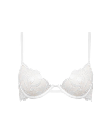 Leonora Floral Embroidered Bra White