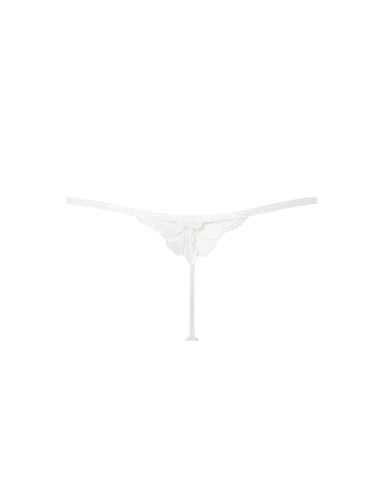 Leonora Floral Embroidered Thong White