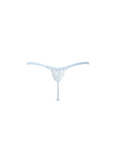 Marisa Embroidered Sheer Thong Blue