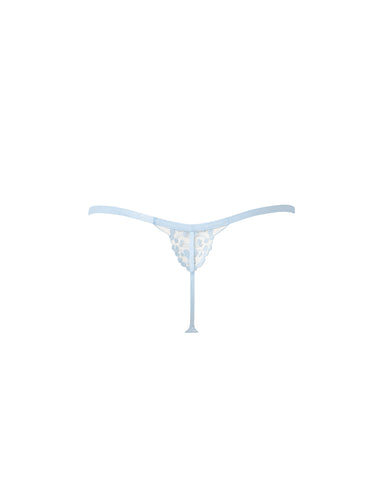Marisa Embroidered Sheer Thong Blue