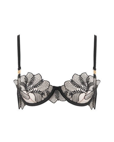 Sadiya Embroidered Sheer Bra Black