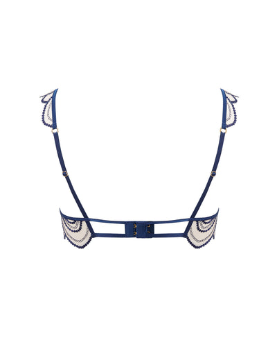 Soraya Embroidered Sheer Bra Blue