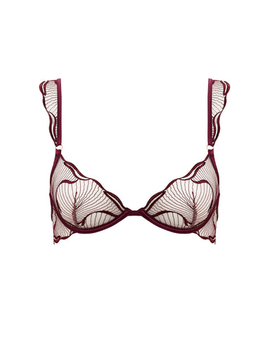 Marabel Embroidered Sheer Bra Cherry