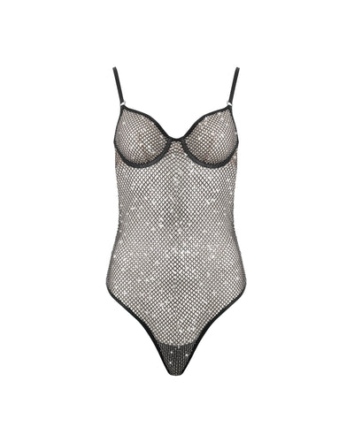 Noor Sheer Mesh Bodysuit Black