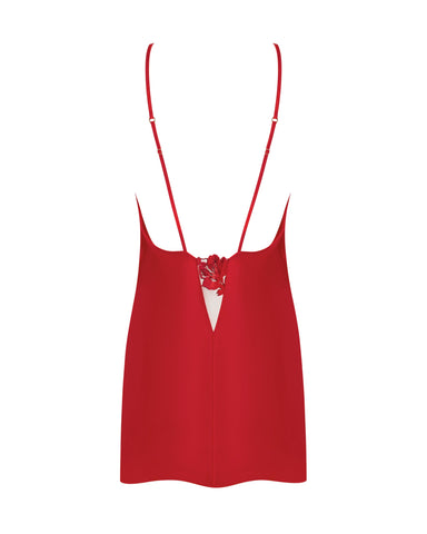 Lavanya Satin Embroidered Chemise Red
