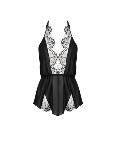 Marisa Chiffon Sheer Teddy Black