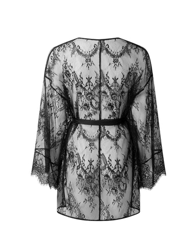Madeline Sheer Lace Kimono Black