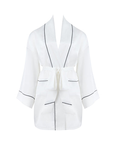 Lydia Satin Kimono Cream/Black