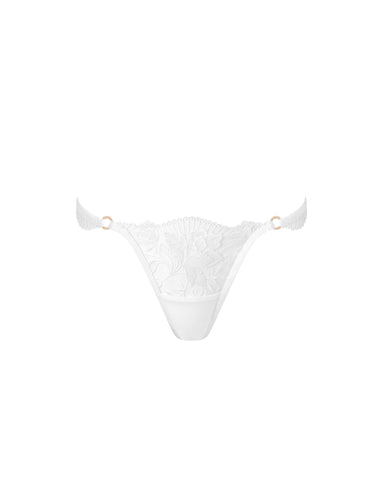 Gabriella Floral Embroidered Thong White