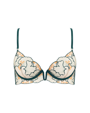 Gianna Sheer Longline Bra Green/Orange