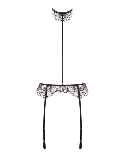 Amarosa Suspender Harness with Detachable Collar Black