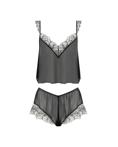Amarosa Sheer Cami and Short Set Black