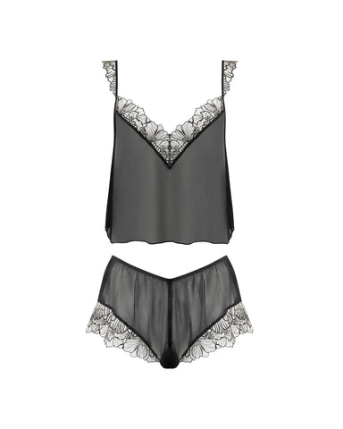 Amarosa Sheer Cami and Short Set Black