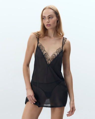 Amarosa Sheer Chemise Black