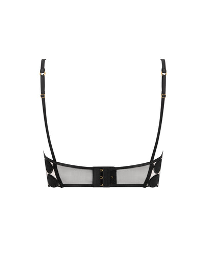 Lia Polka Dot Longline Bra Black