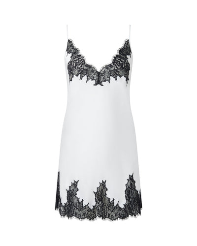 Anastasia Luxury Satin Chemise Ivory/Black