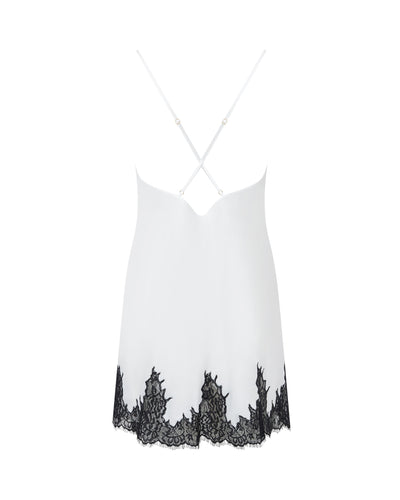 Anastasia Luxury Satin Chemise Ivory/Black
