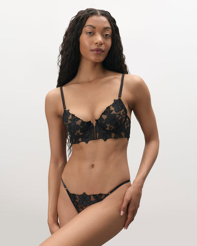 Alara Floral Open Brief Black